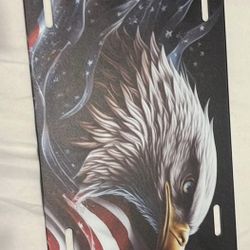 American Eagle/Flag Front License Plate 