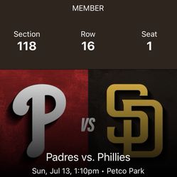 4 Tickets Padres Vs Phillies Sun July 13, 2025 