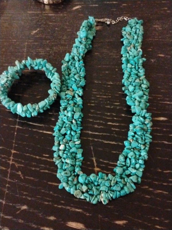 Vintage Turquoise Native American Necklace And Bracelet