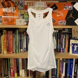 ADIDAS-women’s white  ‘AEROREADY’ tennis CLUB TANK top