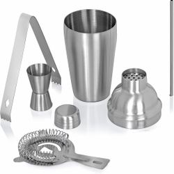 Cocktail Shaker Set for Home Bar, Stainless Steel, 5-Piece