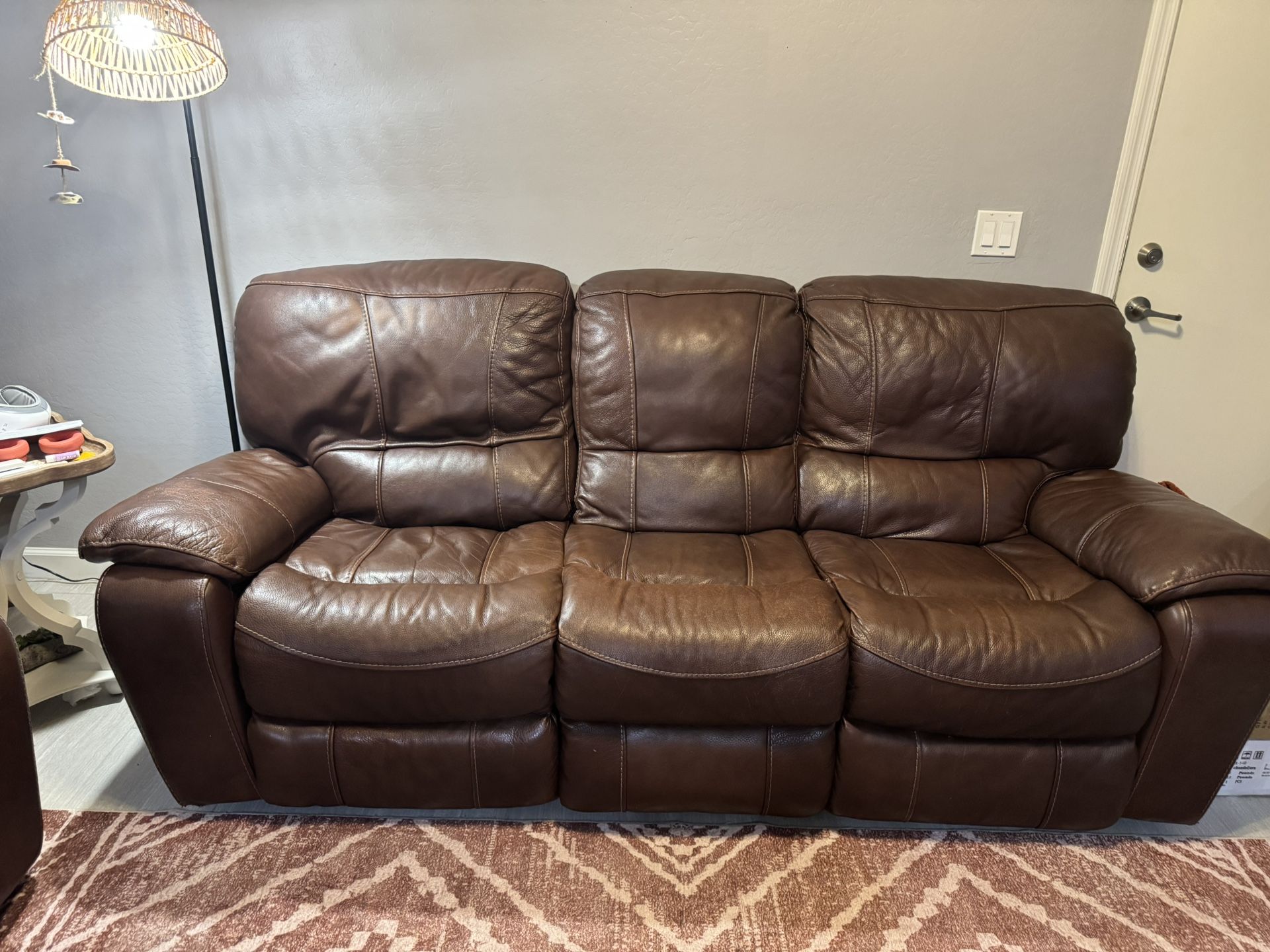 Leather Brown Couches Set Of 2