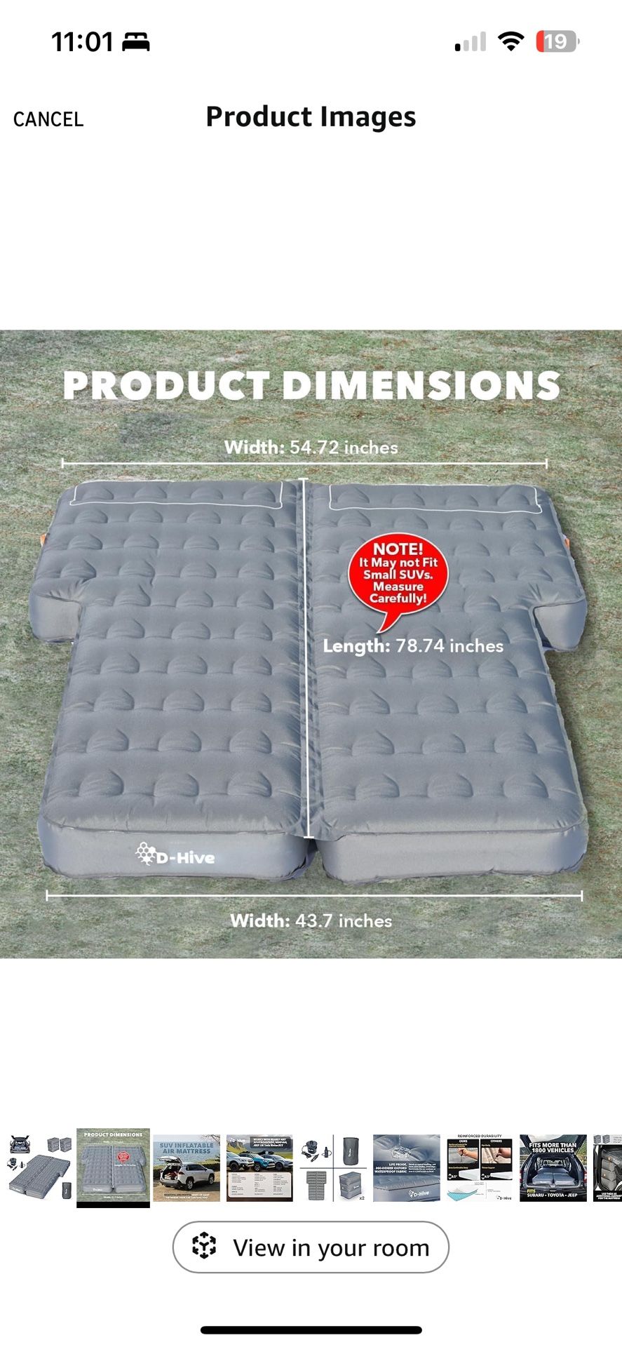 D Hive Camping SUV Air Mattress 
