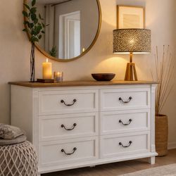 White Dresser with Wooden Top