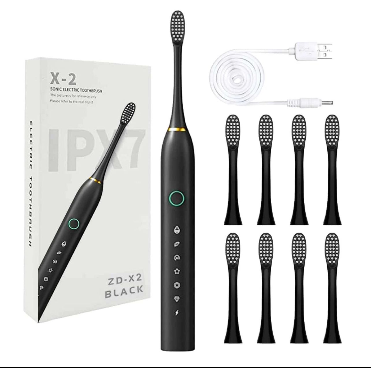 6 Modes Multi-Functional Sonic Electric Toothbrush, 4 Heads Kit, Equipped With 2 Minutes Smart Timer And 30S Area Switch Reminder, Waterproof Usb Rech