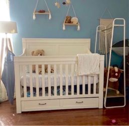 White Wooden Baby Crib