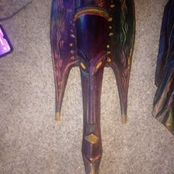 African Ghana Ewe Tribe Mask Hand-Carved Wooden Tribal Sculpture Wall Art