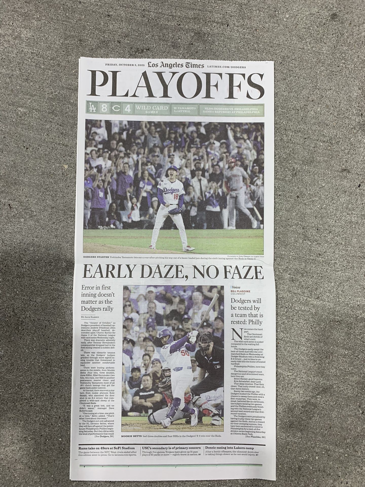 DODGERS PLAYOFFS GAME 1 & 2 OHTANI 2025 Los Angeles Times