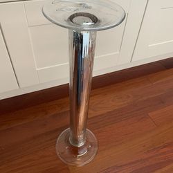 Glass Pillar Candlestick 23” Tall