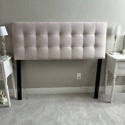 Full Headboard: Light Pink Faux Suede 