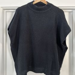 Women’s Navy Knit Poncho Sweater