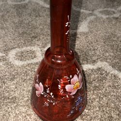 Fenton style 7 inch cranberry barber glass