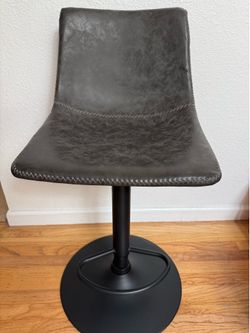 Adjustable Faux Leather Bar Stool with Footrest
