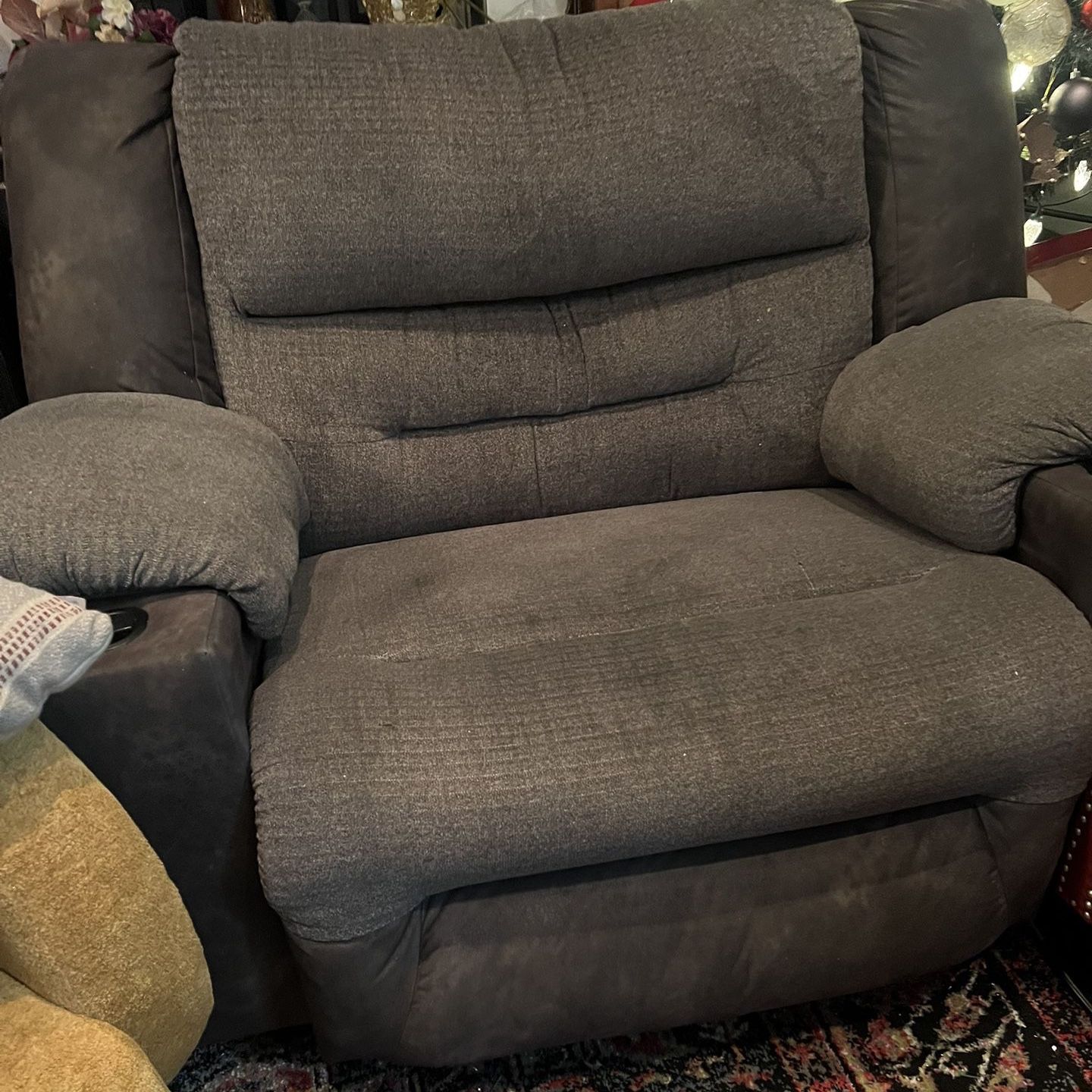 Reclining Rocking Chair And A Half In Black and Gray