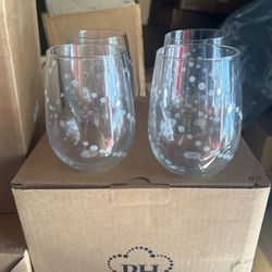 Set De 4 Vasos De Cristal Princess House Nuevos En Caja Precio Firme 40