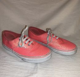 Vans Authentic Classic Neon Pink Glitter Skate Shoes Juniors Size 5