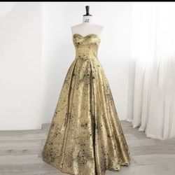 hermoso vestido color oro 18w 