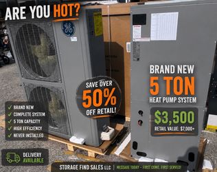 Brand new 5 Ton GE Connect Heat Pump System – complete matched package including outdoor unit + indoor air handler * Outdoor Unit (Heat Pump): AUH4860