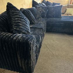 New 🧊 Beautiful black corduroy 2pc Sectional sofa ⭐️ $0 Down financing available ⭐️