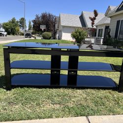 Sleek Black Glass TV Stand – Great Condition!