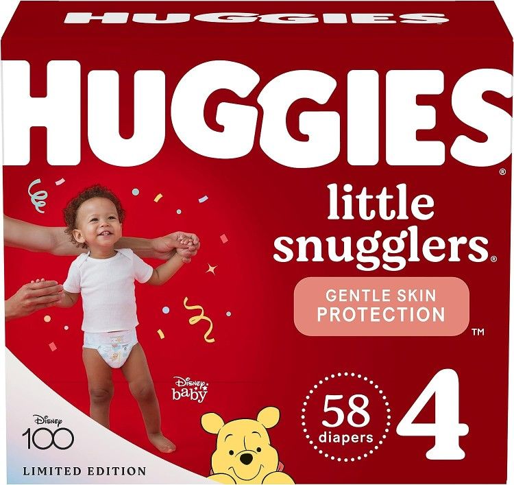 Huggies Little Snugglers Baby Diapers, Size 4 (22-37 lbs), 58 Ct
