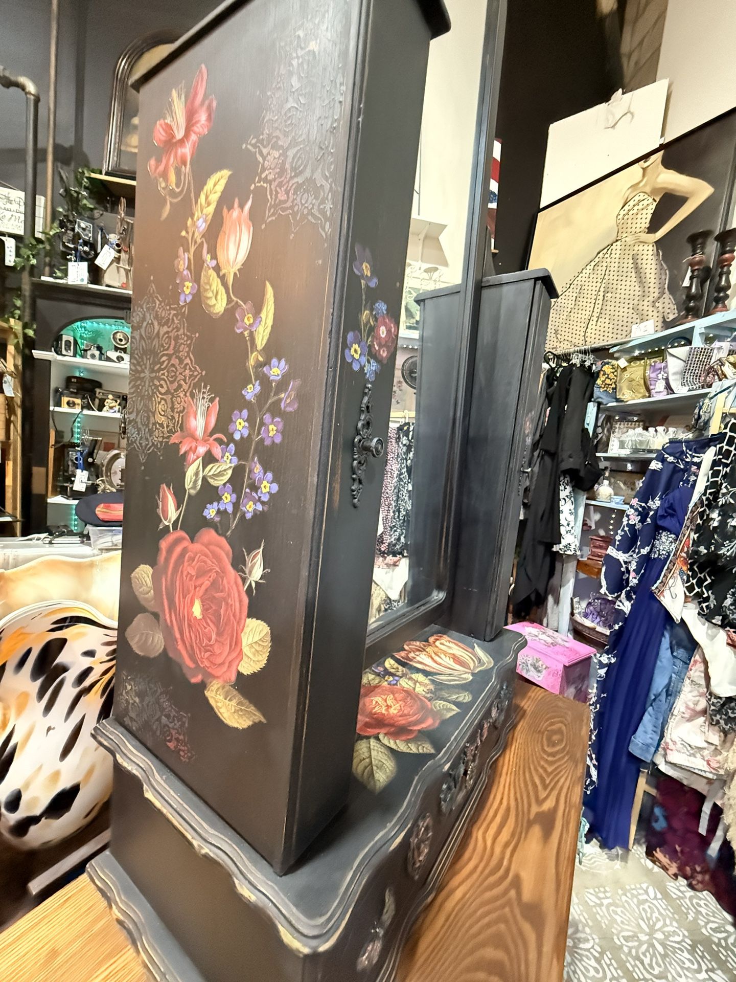 Jewelry Armoire With Full-length Mirror & Clawfoot Cabinet / Dresser