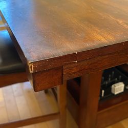 BEAUTIFUL High-Top Dining Table with 6 Newly Refinished Chairs – Solid Wood | Counter Height (Moving and Must Sell!)