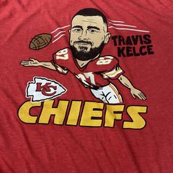  NFL Kansas City Chiefs #87 Travis Kelce Homage T-shirt Caricature Large