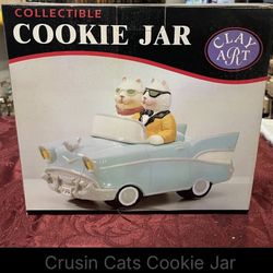 Collectible Cruisin’ Cats Cookie Jar 1998 BRAND NEW IN THE BOX