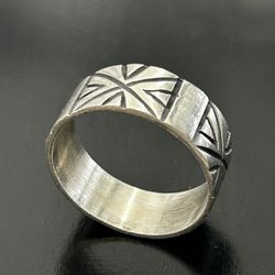 Sterling Silver 925 Ring Size 12 Mexico Vintage X Carved