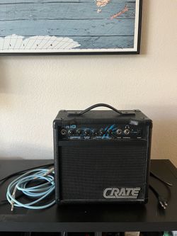 Crate MX10 Combo Amp w Fender Original Series Limited-Edition Instrument Cable 18.6 ft. Sonic Blue