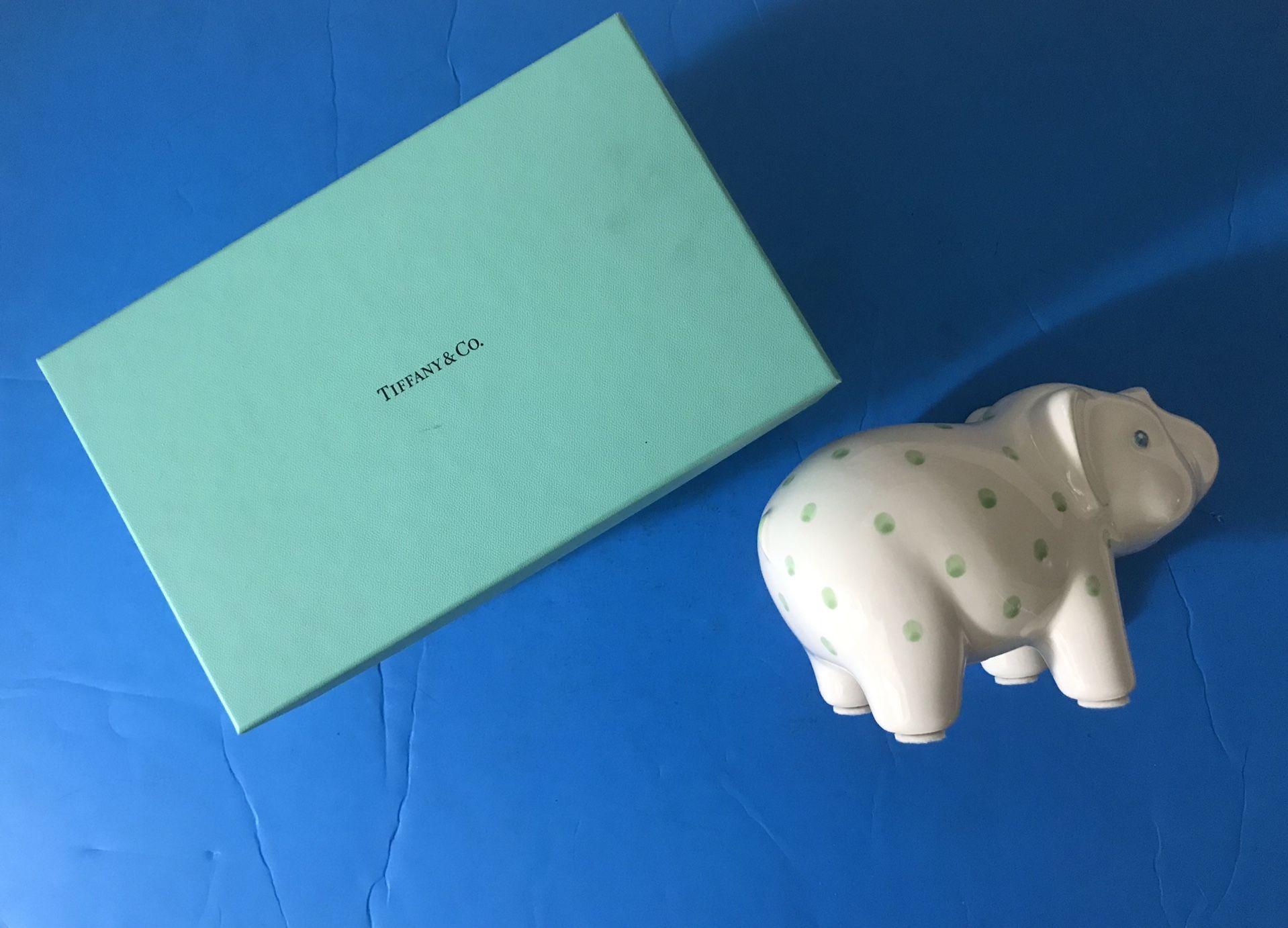 Excellent Tiffany & Co Made in Italy Handpainted Elephant Piggy Bank w/box