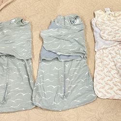 Halo sleepsack swaddle, 3-6m, 4 cotton, 1 fleece, all for $55 or each for $15 