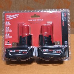 Milwaukee M12 REDLITHIUM XC 3.0Ah 2 pk Batteries No Low Offers/Trades, Pls. Price is Firm Pick up in Burien Yes Available 
