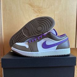 Air Jordan 1 Low Purple Mocha Palomino Wild Berry White 553558-215 Men's Size 12 Brand New