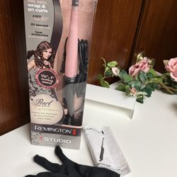 Remington Pearl Ceramic Curling Wand in Pink and Black
