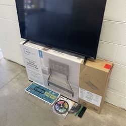 43” VIZIO SMART 4K LED TV + BRAND NEW TWIN TUFTED PLATFORM BED + BRAND NEW WALL MOUNT + BRAND NEW LED LIGHTS + FIRESTICK