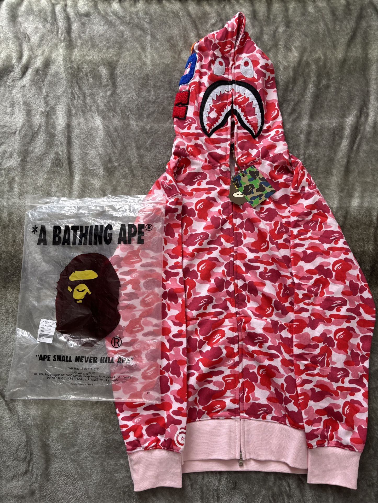 “Pink” A bathing Ape Bape zip up hoodie