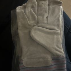 Leather Palm Safety Cuff Gloves - Large