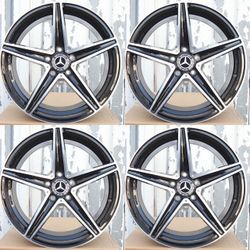 18 INCH SQUARED SET MERCEDES AMG C CLASS STYLE WHEELS RIMS 18X8 +38 (5X112) CB: 66.6