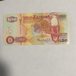 50 Kwatcha .Bank Note Zambia 