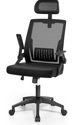 Ergonomic Mesh Office Chair with Flip-Up Arms & 3D Headrest🌟😍