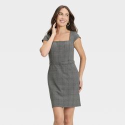 A New Day, Women's Tailored Mini Dress - Gray Plaid XL - NEW WITH TAGS