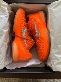 Nike KOBE VI 6 PROTRO 8.5 Shoes Total Orange, Metallic Silver - Rare