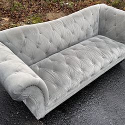 Velvet Chesterfield Style 89” Tufted Sofa