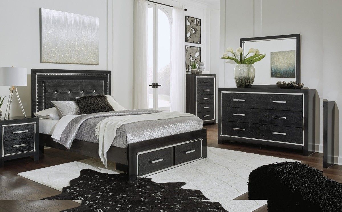 ♥️[SPECIAL] Kaydell Black LED Storage Panel Bedroom Set

