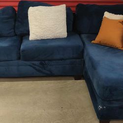 Blue Velvet Sectional Couch