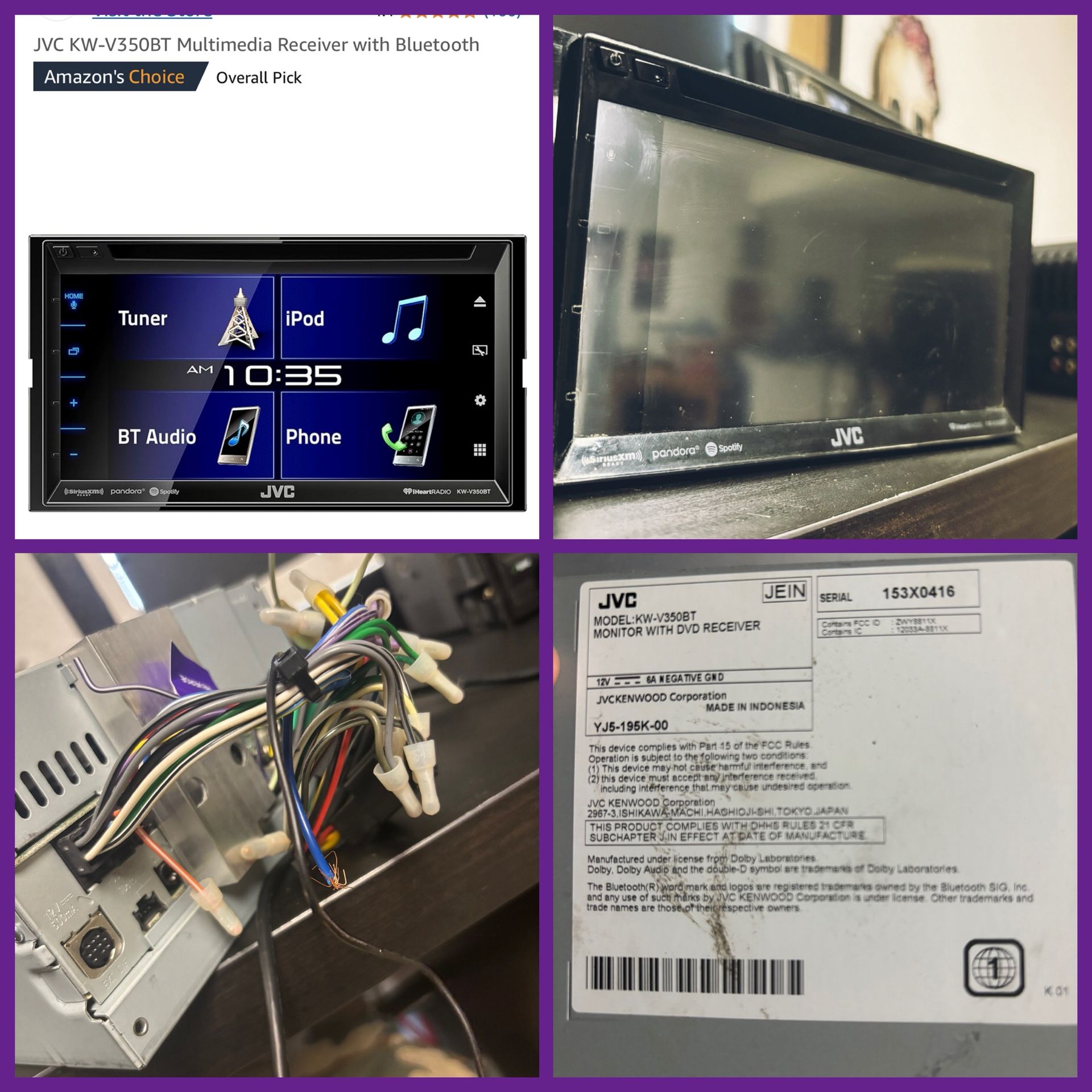 JVC Touchscreen DVD & Rear Camara &bluetooth