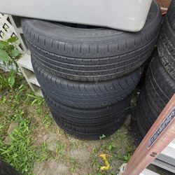 Set of 4 Used 205/65R15 Tires on 5-Lug Steel Rims