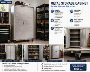 Gladiator Heavy Duty Steel Storage Cabinet w/ Lock & Wheels